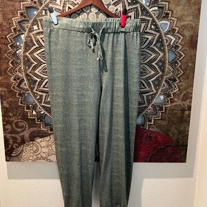 Cost Plus World Market Textured Green Fabric Drawstring Waist & Ankles Pants